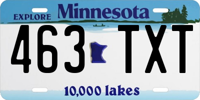 MN license plate 463TXT