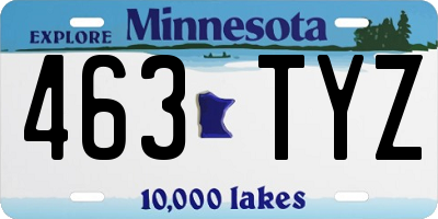 MN license plate 463TYZ