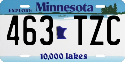 MN license plate 463TZC