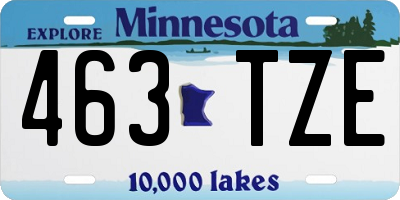 MN license plate 463TZE