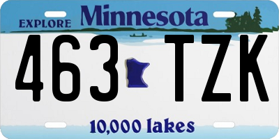 MN license plate 463TZK