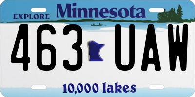 MN license plate 463UAW