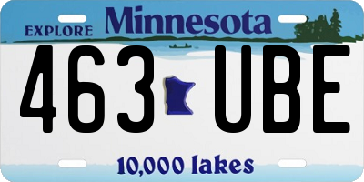 MN license plate 463UBE