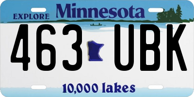 MN license plate 463UBK