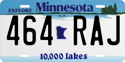 MN license plate 464RAJ