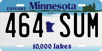 MN license plate 464SUM