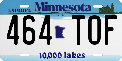 MN license plate 464TOF