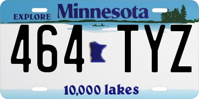 MN license plate 464TYZ