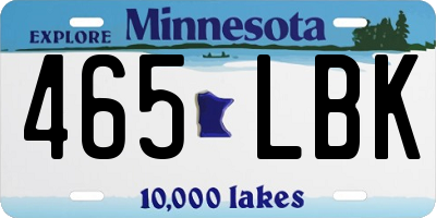 MN license plate 465LBK