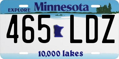 MN license plate 465LDZ