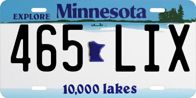 MN license plate 465LIX