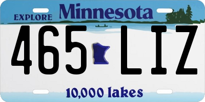 MN license plate 465LIZ