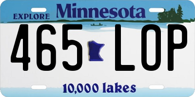 MN license plate 465LOP