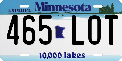 MN license plate 465LOT
