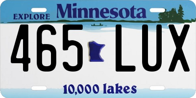 MN license plate 465LUX