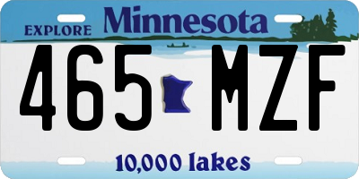 MN license plate 465MZF