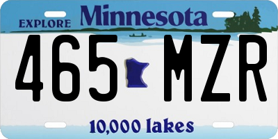 MN license plate 465MZR