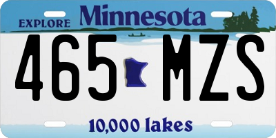 MN license plate 465MZS