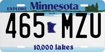 MN license plate 465MZU