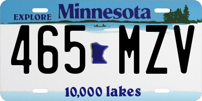 MN license plate 465MZV