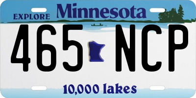 MN license plate 465NCP