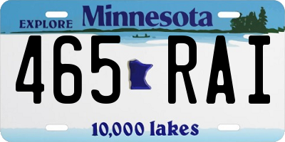 MN license plate 465RAI