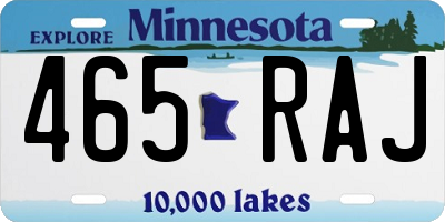 MN license plate 465RAJ