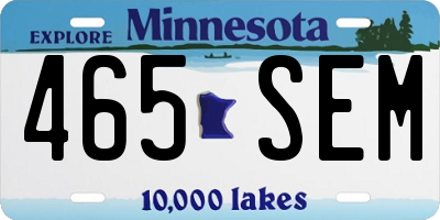 MN license plate 465SEM