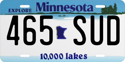 MN license plate 465SUD
