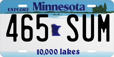 MN license plate 465SUM