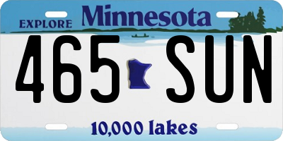 MN license plate 465SUN