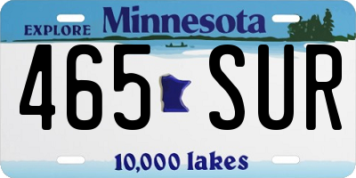 MN license plate 465SUR