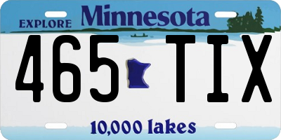 MN license plate 465TIX