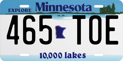 MN license plate 465TOE