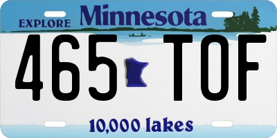 MN license plate 465TOF