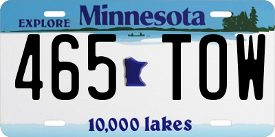 MN license plate 465TOW