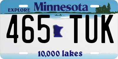 MN license plate 465TUK