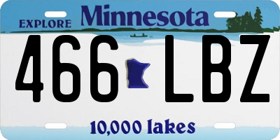 MN license plate 466LBZ