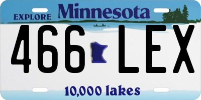 MN license plate 466LEX