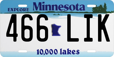 MN license plate 466LIK