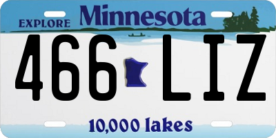 MN license plate 466LIZ