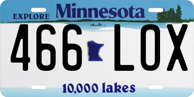 MN license plate 466LOX