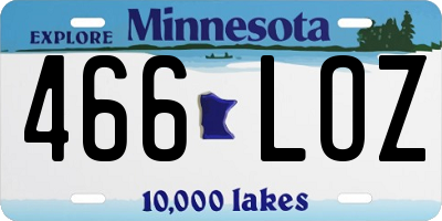 MN license plate 466LOZ
