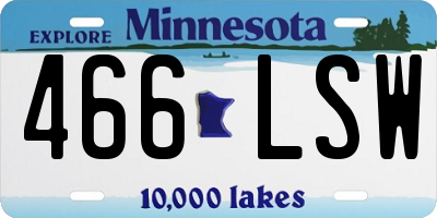 MN license plate 466LSW