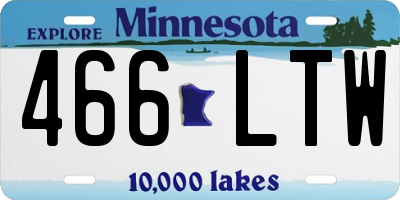 MN license plate 466LTW