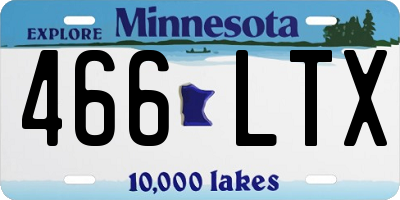 MN license plate 466LTX