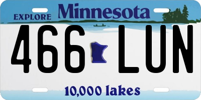 MN license plate 466LUN