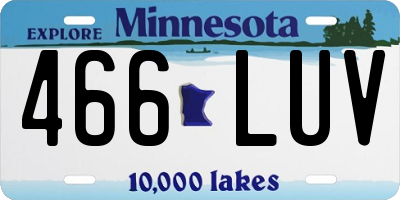 MN license plate 466LUV