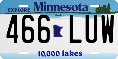 MN license plate 466LUW