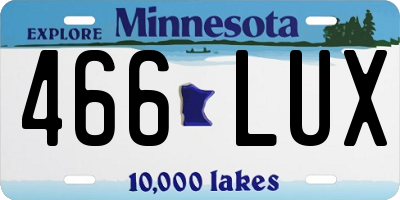 MN license plate 466LUX
